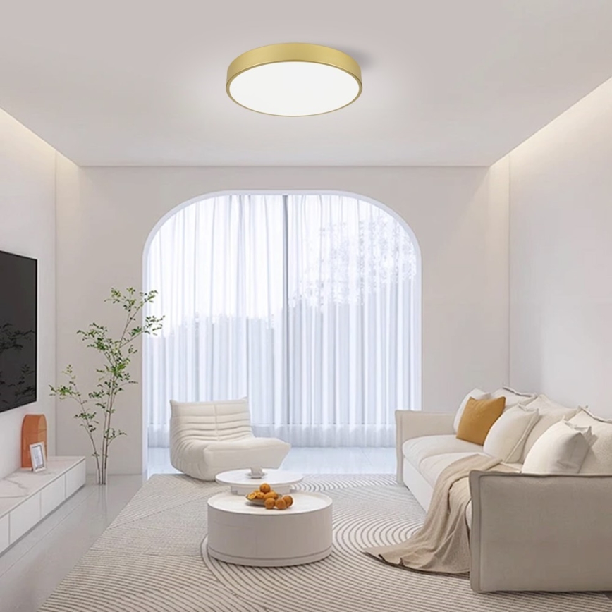 Immax NEO 07292L - Luminária de teto dimerizável NEO LITE SEMPLICI LED/36W/230V 3000-6000K diâmetro 40 cm Wi-Fi Tuya dourada + comando remoto