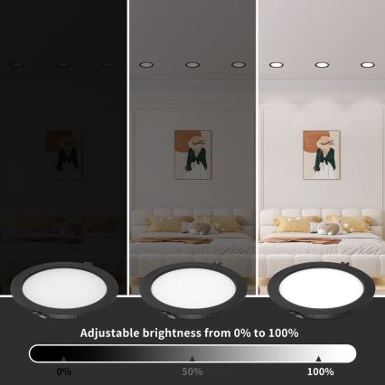 Immax NEO 07294L - Downlight encastrável dimerizável LED/12W/230V com Wi-Fi Ø 12 cm preto