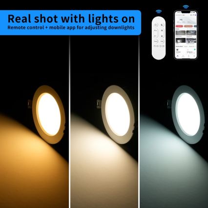 Immax NEO 07294L - Downlight LED regulável embutido, 36W/230V, Wi-Fi, Tuya  Tuya  Ø 23 cm, preto