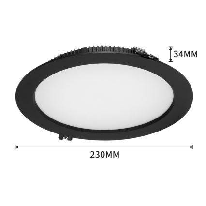 Immax NEO 07294L - Downlight LED regulável embutido, 36W/230V, Wi-Fi, Tuya  Tuya  Ø 23 cm, preto