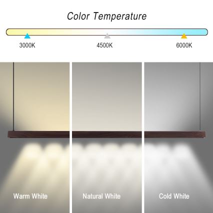 Immax NEO 07300L - Lustre dimável suspenso por cabos MADEIRA LED/26W/230V Wi-Fi Tuya 122 cm nogueira + controlo remoto
