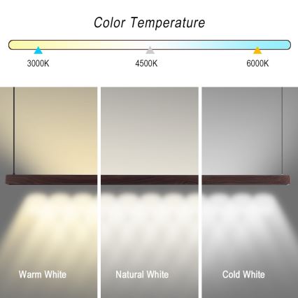 Immax NEO 07302L - Lustre pendente LED regulável MADEIRA LED/44W/230V Wi-Fi Tuya, 202 cm, acabamento nogueira + controlo remoto