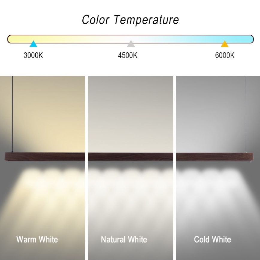 Immax NEO 07302L - Lustre pendente LED regulável MADEIRA LED/44W/230V Wi-Fi Tuya, 202 cm, acabamento nogueira + controlo remoto