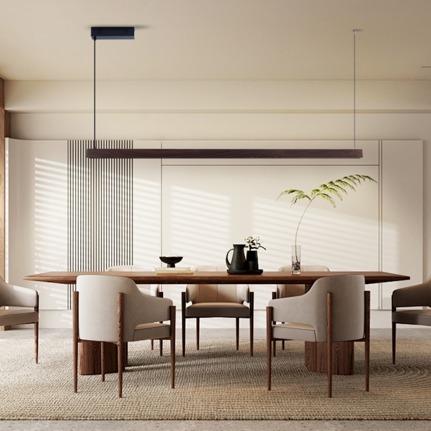 Immax NEO 07302L - Lustre pendente LED regulável MADEIRA LED/44W/230V Wi-Fi Tuya, 202 cm, acabamento nogueira + controlo remoto