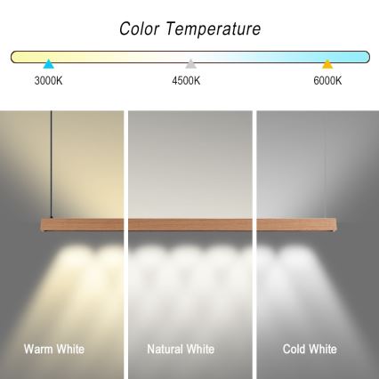 Immax NEO 07303L - Lustre suspenso em cabo LED dimerizável MADEIRA LED/26W/230V Wi-Fi Tuya 122 cm carvalho + comando remoto