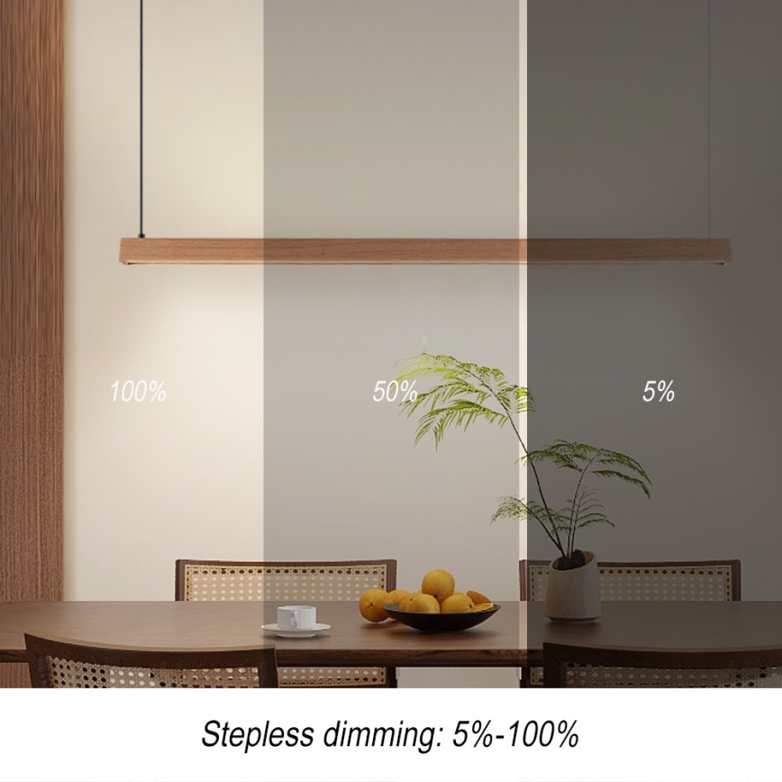 Immax NEO 07303L - Lustre suspenso em cabo LED dimerizável MADEIRA LED/26W/230V Wi-Fi Tuya 122 cm carvalho + comando remoto