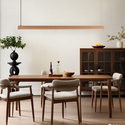 Immax NEO 07303L - Lustre suspenso em cabo LED dimerizável MADEIRA LED/26W/230V Wi-Fi Tuya 122 cm carvalho + comando remoto