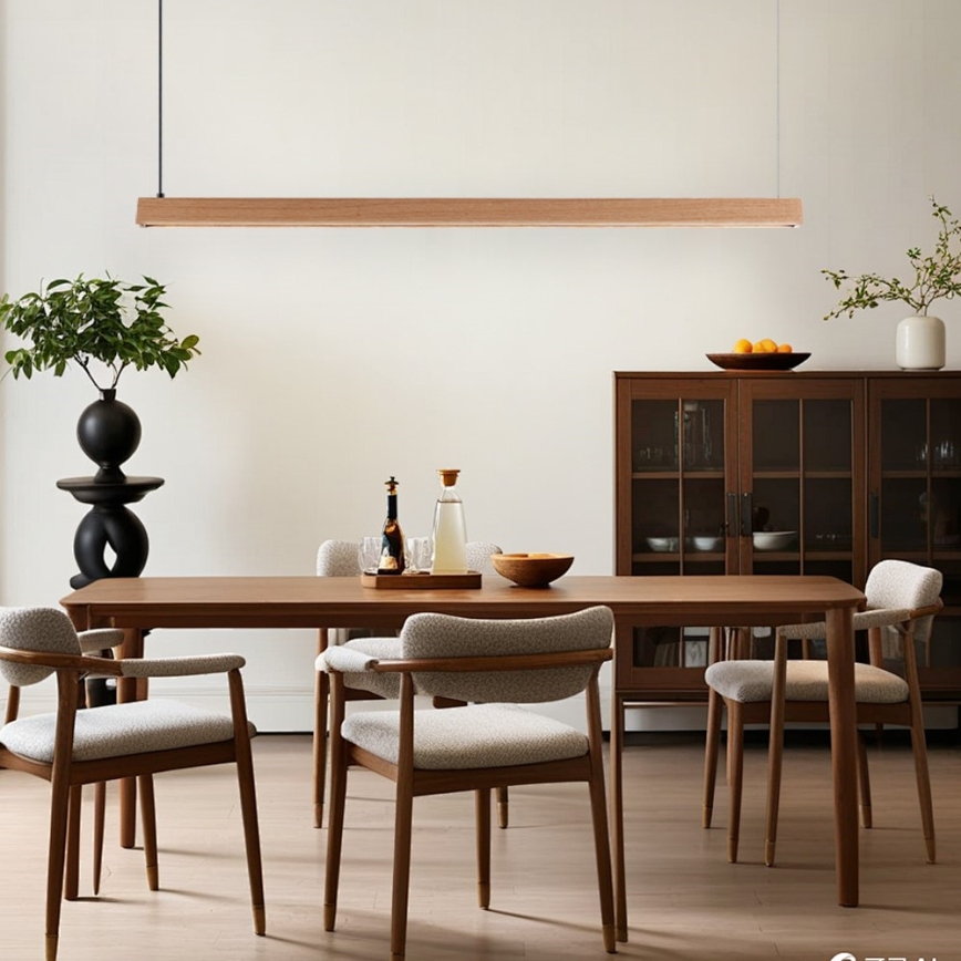 Immax NEO 07303L - Lustre suspenso em cabo LED dimerizável MADEIRA LED/26W/230V Wi-Fi Tuya 122 cm carvalho + comando remoto