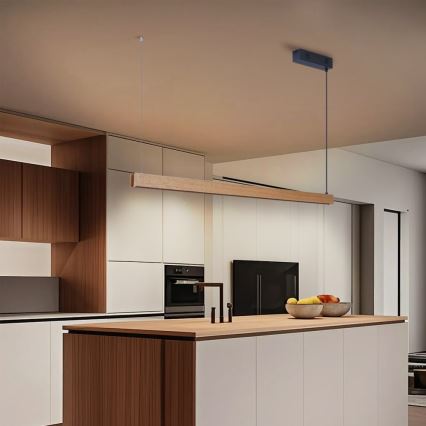 Immax NEO 07303L - Lustre suspenso em cabo LED dimerizável MADEIRA LED/26W/230V Wi-Fi Tuya 122 cm carvalho + comando remoto