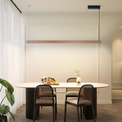 Immax NEO 07304L - Lustre LED dimerizável suspenso por cabo MADEIRA LED/33W/230V Wi-Fi Tuya 152 cm carvalho + comando remoto