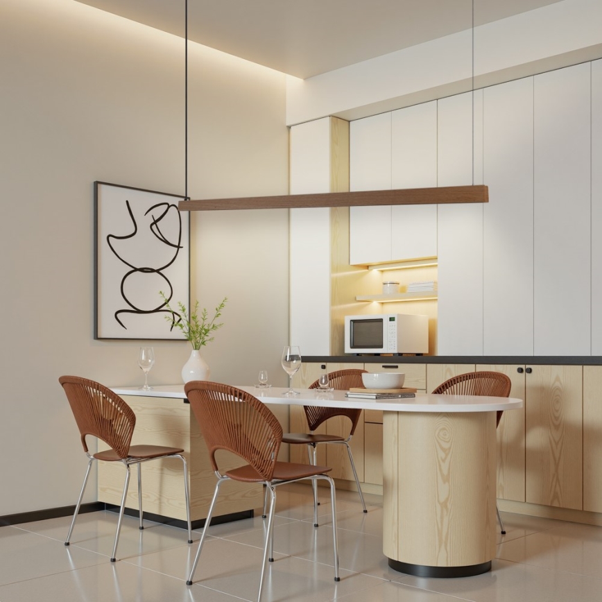 Immax NEO 07304L - Lustre LED dimerizável suspenso por cabo MADEIRA LED/33W/230V Wi-Fi Tuya 152 cm carvalho + comando remoto