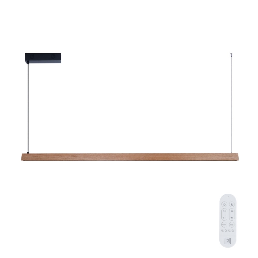 Immax NEO 07304L - Lustre LED dimerizável suspenso por cabo MADEIRA LED/33W/230V Wi-Fi Tuya 152 cm carvalho + comando remoto