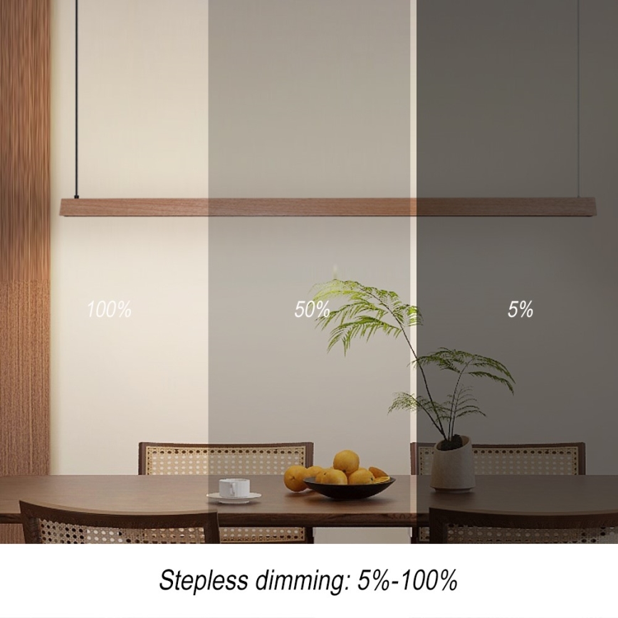 Immax NEO 07305L - Lustre pendente dimerizável em cabo MADEIRA LED/44W/230V Wi-Fi Tuya 202 cm carvalho + controlo remoto