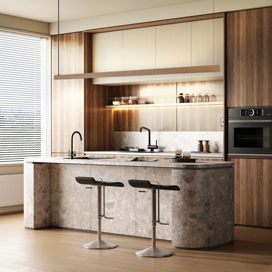 Immax NEO 07305L - Lustre pendente dimerizável em cabo MADEIRA LED/44W/230V Wi-Fi Tuya 202 cm carvalho + controlo remoto