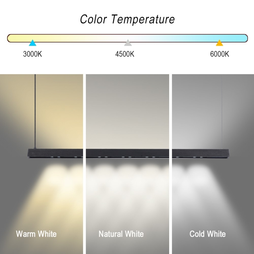 Immax NEO 07306L - Lustre LED dimerizável suspenso por cabo MADEIRA LED/26W/230V Wi‑Fi Tuya 122 cm preto + comando à distância