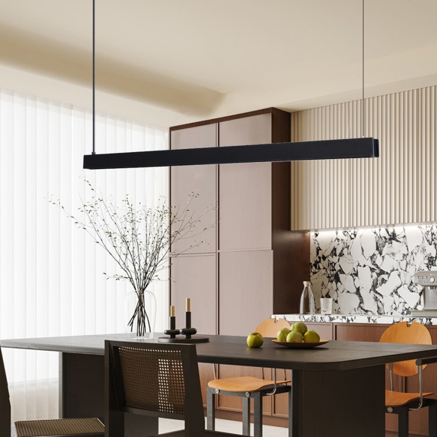 Immax NEO 07306L - Lustre LED dimerizável suspenso por cabo MADEIRA LED/26W/230V Wi‑Fi Tuya 122 cm preto + comando à distância