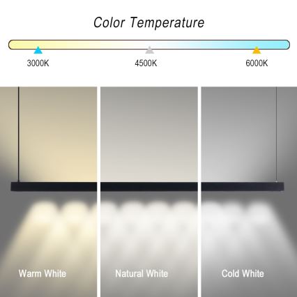 Immax NEO 07307L - Lustre LED dimerizável suspenso por cabo MADEIRA LED/33W/230V Wi-Fi Tuya 152 cm preto + controlo remoto