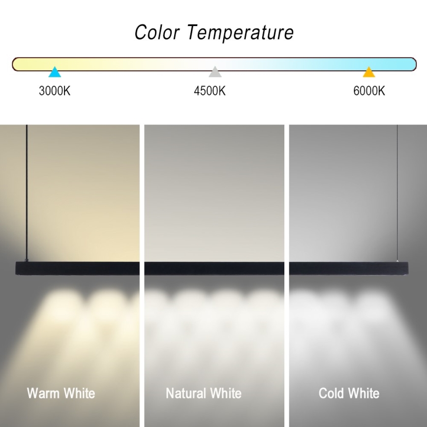 Immax NEO 07307L - Lustre LED dimerizável suspenso por cabo MADEIRA LED/33W/230V Wi-Fi Tuya 152 cm preto + controlo remoto