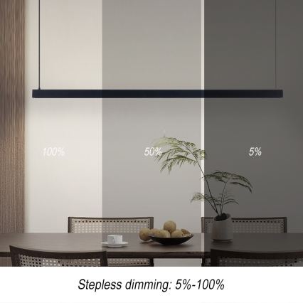 Immax NEO 07307L - Lustre LED dimerizável suspenso por cabo MADEIRA LED/33W/230V Wi-Fi Tuya 152 cm preto + controlo remoto