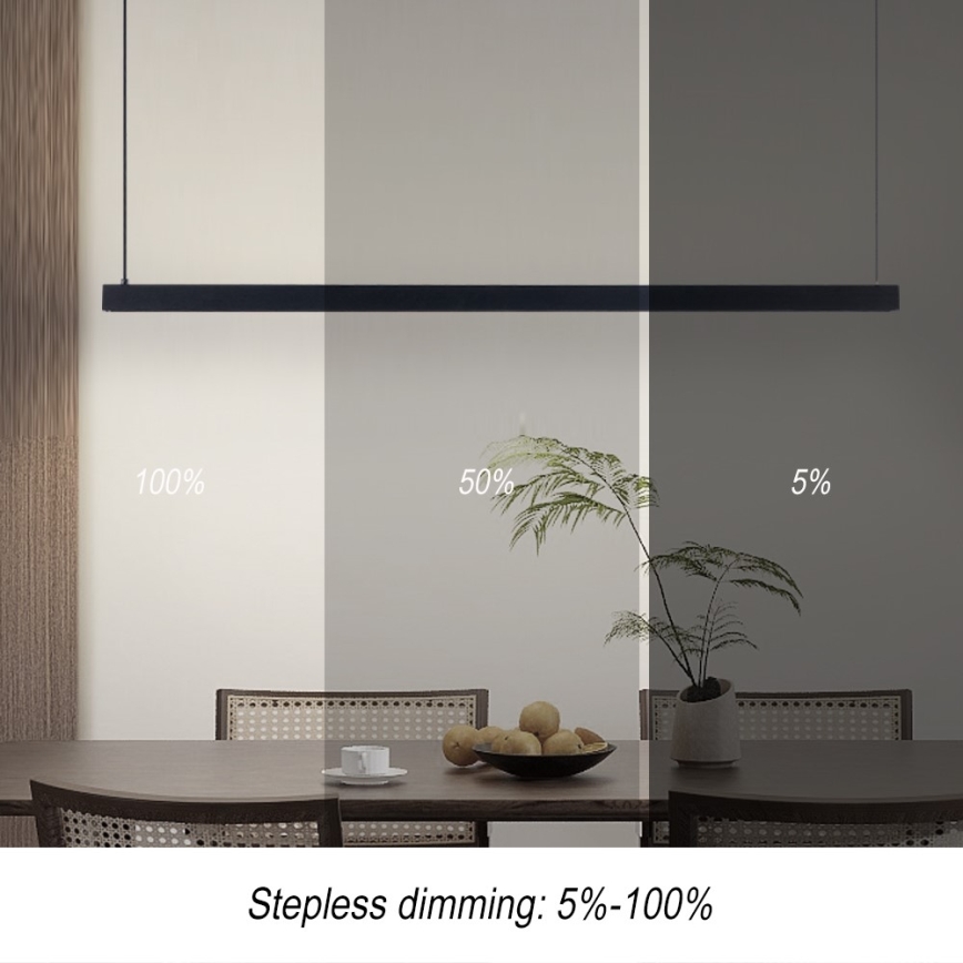 Immax NEO 07307L - Lustre LED dimerizável suspenso por cabo MADEIRA LED/33W/230V Wi-Fi Tuya 152 cm preto + controlo remoto