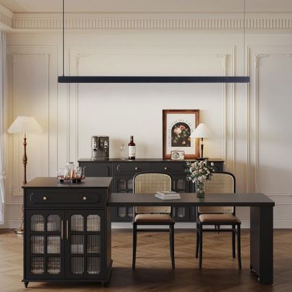 Immax NEO 07307L - Lustre LED dimerizável suspenso por cabo MADEIRA LED/33W/230V Wi-Fi Tuya 152 cm preto + controlo remoto