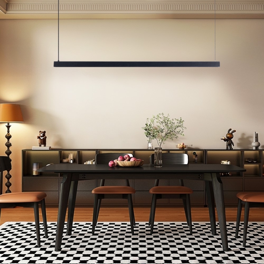 Immax NEO 07307L - Lustre LED dimerizável suspenso por cabo MADEIRA LED/33W/230V Wi-Fi Tuya 152 cm preto + controlo remoto