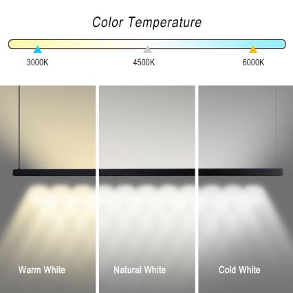 Immax NEO 07308L - Lustre LED dimerizável suspenso por cabo MADEIRA LED/44W/230V Wi-Fi Tuya 202 cm preto + controlo remoto