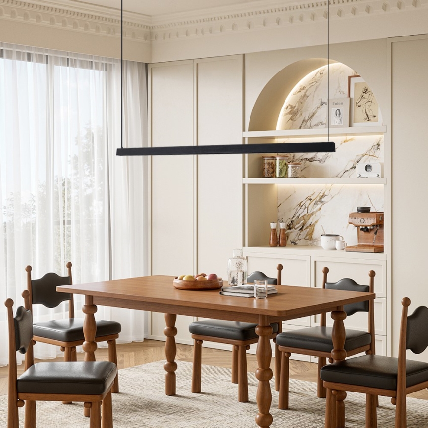 Immax NEO 07308L - Lustre LED dimerizável suspenso por cabo MADEIRA LED/44W/230V Wi-Fi Tuya 202 cm preto + controlo remoto