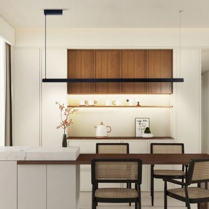 Immax NEO 07308L - Lustre LED dimerizável suspenso por cabo MADEIRA LED/44W/230V Wi-Fi Tuya 202 cm preto + controlo remoto