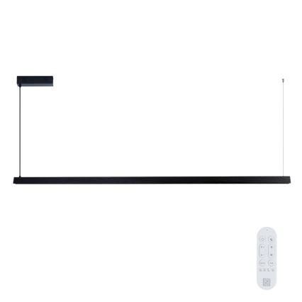 Immax NEO 07308L - Lustre LED dimerizável suspenso por cabo MADEIRA LED/44W/230V Wi-Fi Tuya 202 cm preto + controlo remoto