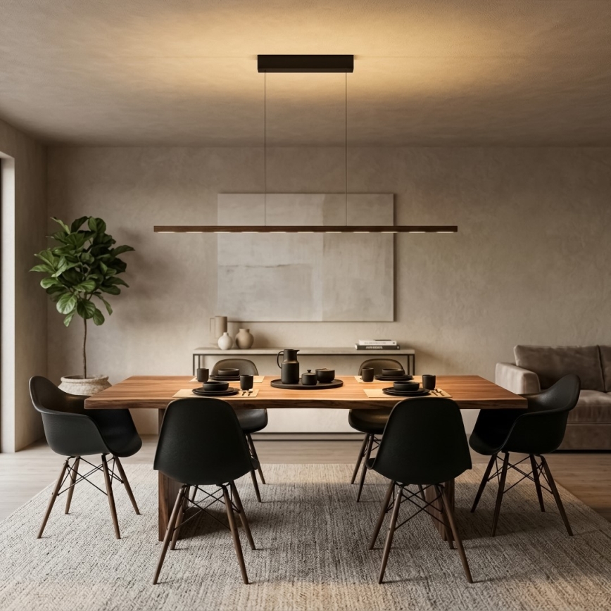 Immax NEO 07309L - Lustre pendente LED dimerizável suspenso por cabo com sensor MADEIRA LED/37W/230V 157 cm nogueira