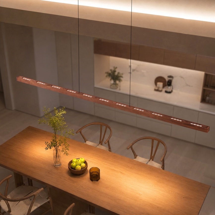 Immax NEO 07309L - Lustre pendente LED dimerizável suspenso por cabo com sensor MADEIRA LED/37W/230V 157 cm nogueira