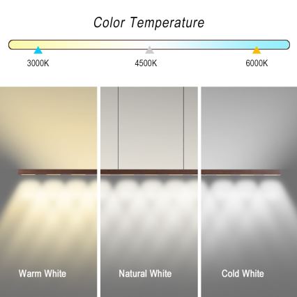 Immax NEO 07309L - Lustre pendente LED dimerizável suspenso por cabo com sensor MADEIRA LED/37W/230V 157 cm nogueira