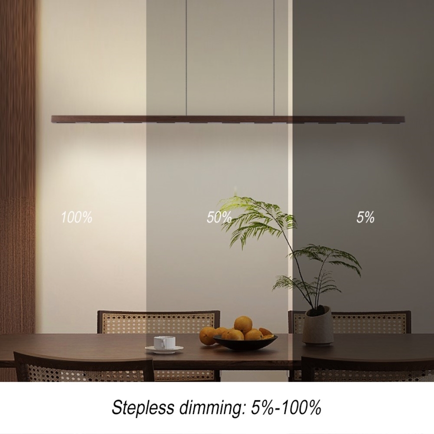 Immax NEO 07309L - Lustre pendente LED dimerizável suspenso por cabo com sensor MADEIRA LED/37W/230V 157 cm nogueira