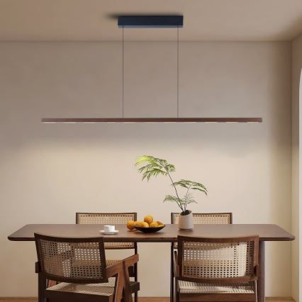 Immax NEO 07309L - Lustre pendente LED dimerizável suspenso por cabo com sensor MADEIRA LED/37W/230V 157 cm nogueira