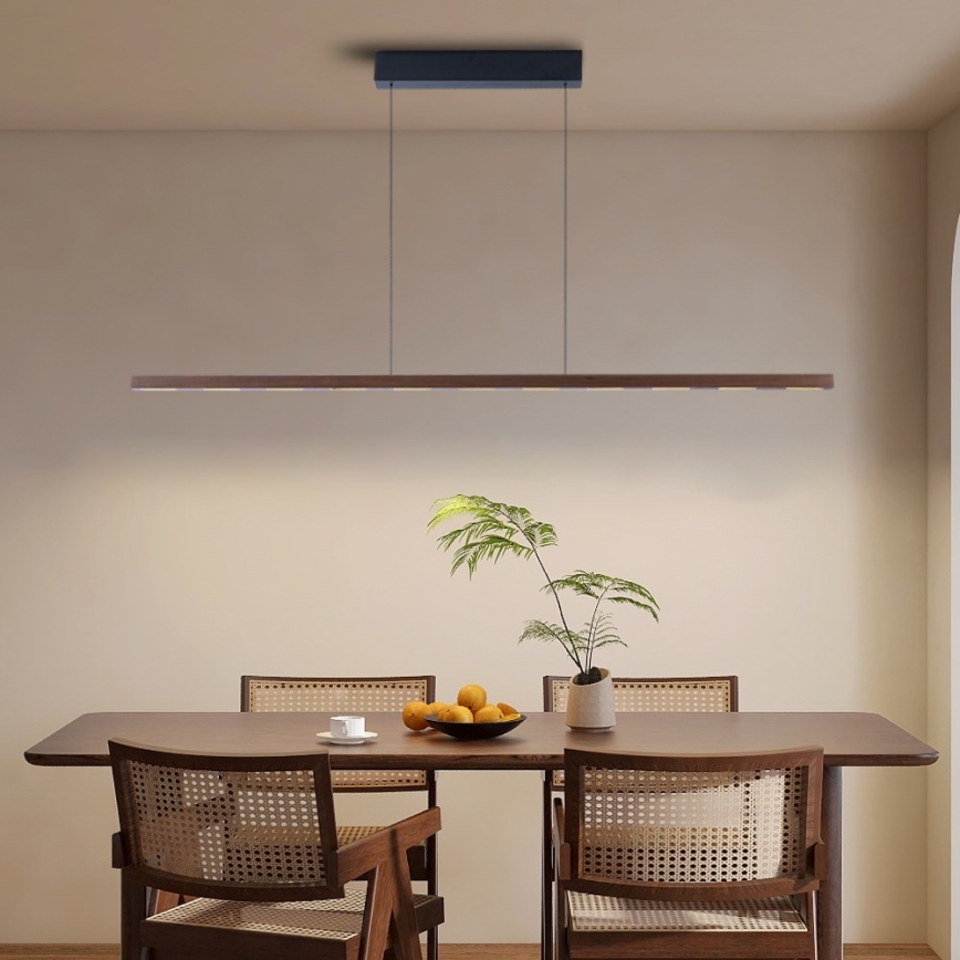 Immax NEO 07309L - Lustre pendente LED dimerizável suspenso por cabo com sensor MADEIRA LED/37W/230V 157 cm nogueira