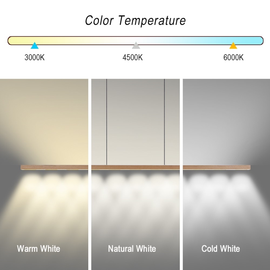 Immax NEO 07310L - Lustre LED dimerizável suspenso por cabo com sensor MADEIRA LED/37W/230V 157 cm freixo