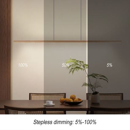 Immax NEO 07310L - Lustre LED dimerizável suspenso por cabo com sensor MADEIRA LED/37W/230V 157 cm freixo