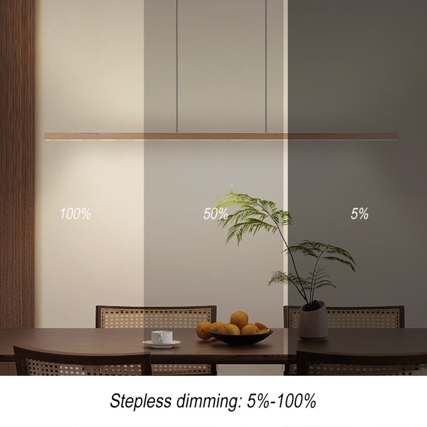 Immax NEO 07310L - Lustre LED dimerizável suspenso por cabo com sensor MADEIRA LED/37W/230V 157 cm freixo