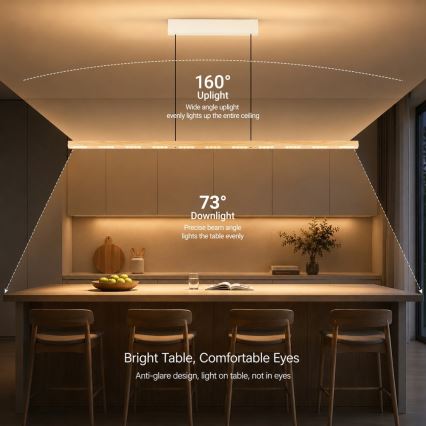Immax NEO 07310L - Lustre LED dimerizável suspenso por cabo com sensor MADEIRA LED/37W/230V 157 cm freixo