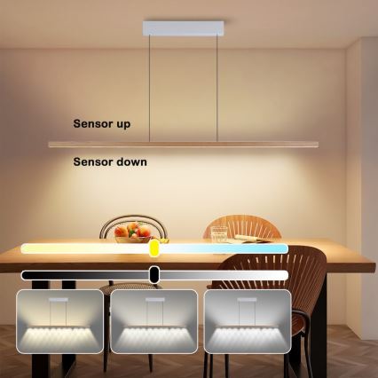 Immax NEO 07310L - Lustre LED dimerizável suspenso por cabo com sensor MADEIRA LED/37W/230V 157 cm freixo