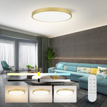 Immax NEO 07311L - Candeeiro de teto LED dimerizável SEMPLICI LED/96W/230V, diâmetro 80 cm, Wi-Fi Tuya, dourado + comando remoto