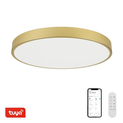 Immax NEO 07311L - Candeeiro de teto LED dimerizável SEMPLICI LED/96W/230V, diâmetro 80 cm, Wi-Fi Tuya, dourado + comando remoto