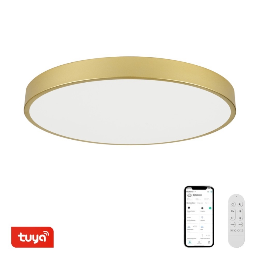 Immax NEO 07311L - Candeeiro de teto LED dimerizável SEMPLICI LED/96W/230V, diâmetro 80 cm, Wi-Fi Tuya, dourado + comando remoto
