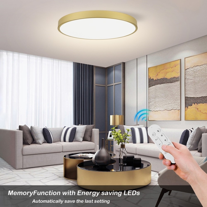 Immax NEO 07311L - Candeeiro de teto LED dimerizável SEMPLICI LED/96W/230V, diâmetro 80 cm, Wi-Fi Tuya, dourado + comando remoto