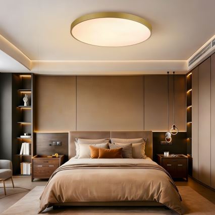 Immax NEO 07311L - Candeeiro de teto LED dimerizável SEMPLICI LED/96W/230V, diâmetro 80 cm, Wi-Fi Tuya, dourado + comando remoto