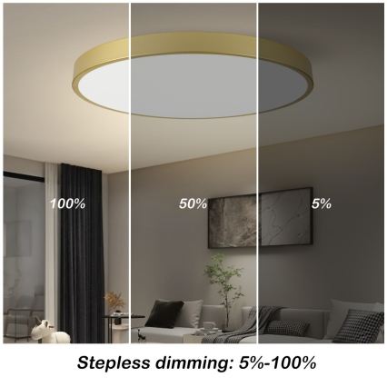 Immax NEO 07311L - Candeeiro de teto LED dimerizável SEMPLICI LED/96W/230V, diâmetro 80 cm, Wi-Fi Tuya, dourado + comando remoto