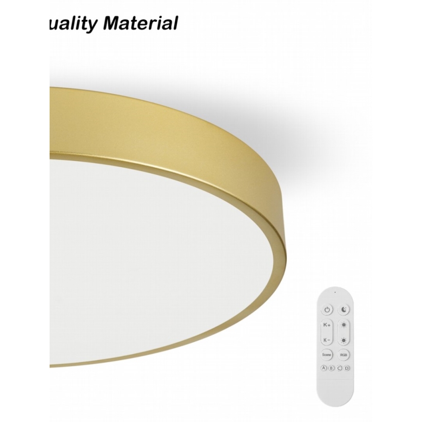 Immax NEO 07311L - Candeeiro de teto LED dimerizável SEMPLICI LED/96W/230V, diâmetro 80 cm, Wi-Fi Tuya, dourado + comando remoto