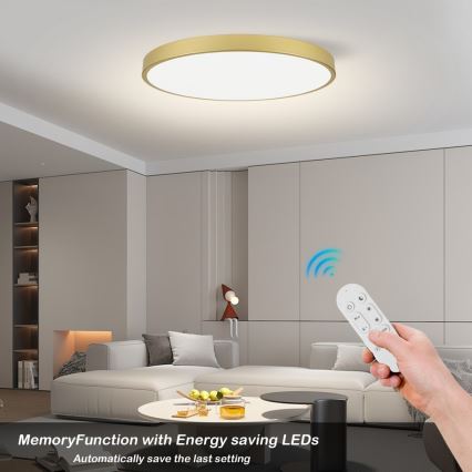Immax NEO 07312L - Luminária de teto LED regulável SEMPLICI LED/128W/230V Ø 100 cm Wi-Fi Tuya dourada + comando remoto