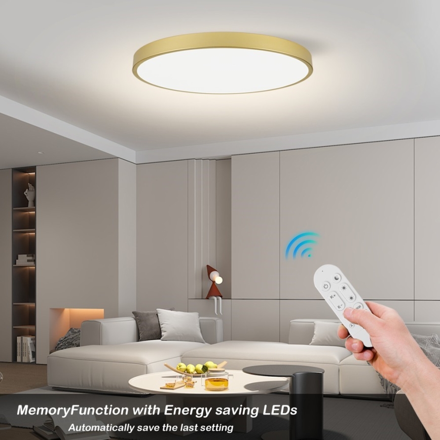 Immax NEO 07312L - Luminária de teto LED regulável SEMPLICI LED/128W/230V Ø 100 cm Wi-Fi Tuya dourada + comando remoto
